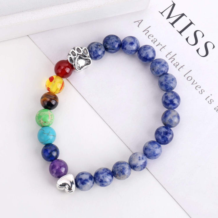 Bracelet Mémorial du Pont de l'Arc-en-Ciel – Cadeau de 7 Perles de Chakra pour la Perte d'un Animal de Compagnie