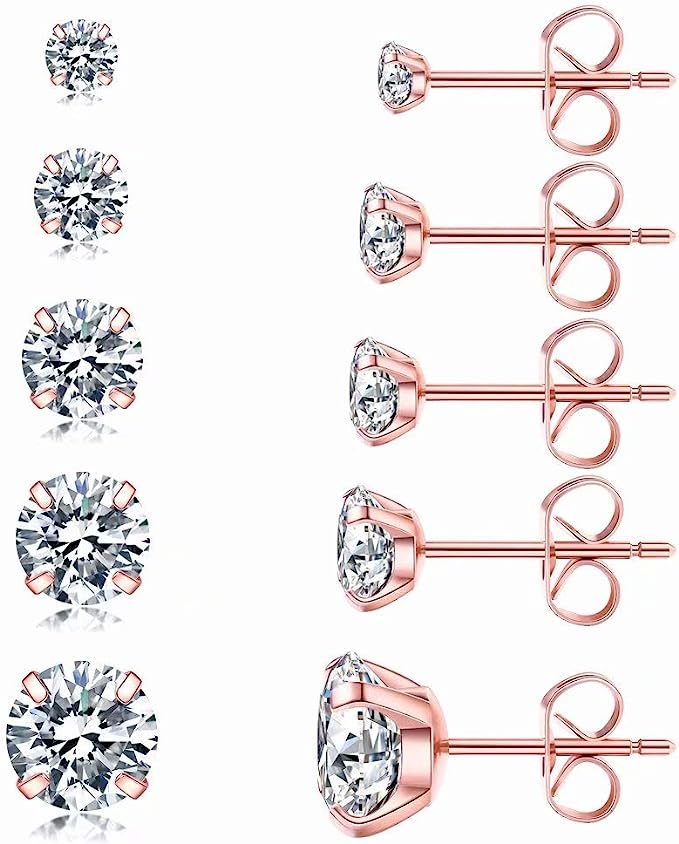 Boucles d'oreilles à clou Fae® en acier inoxydable 316L (ensemble de 5 paires)