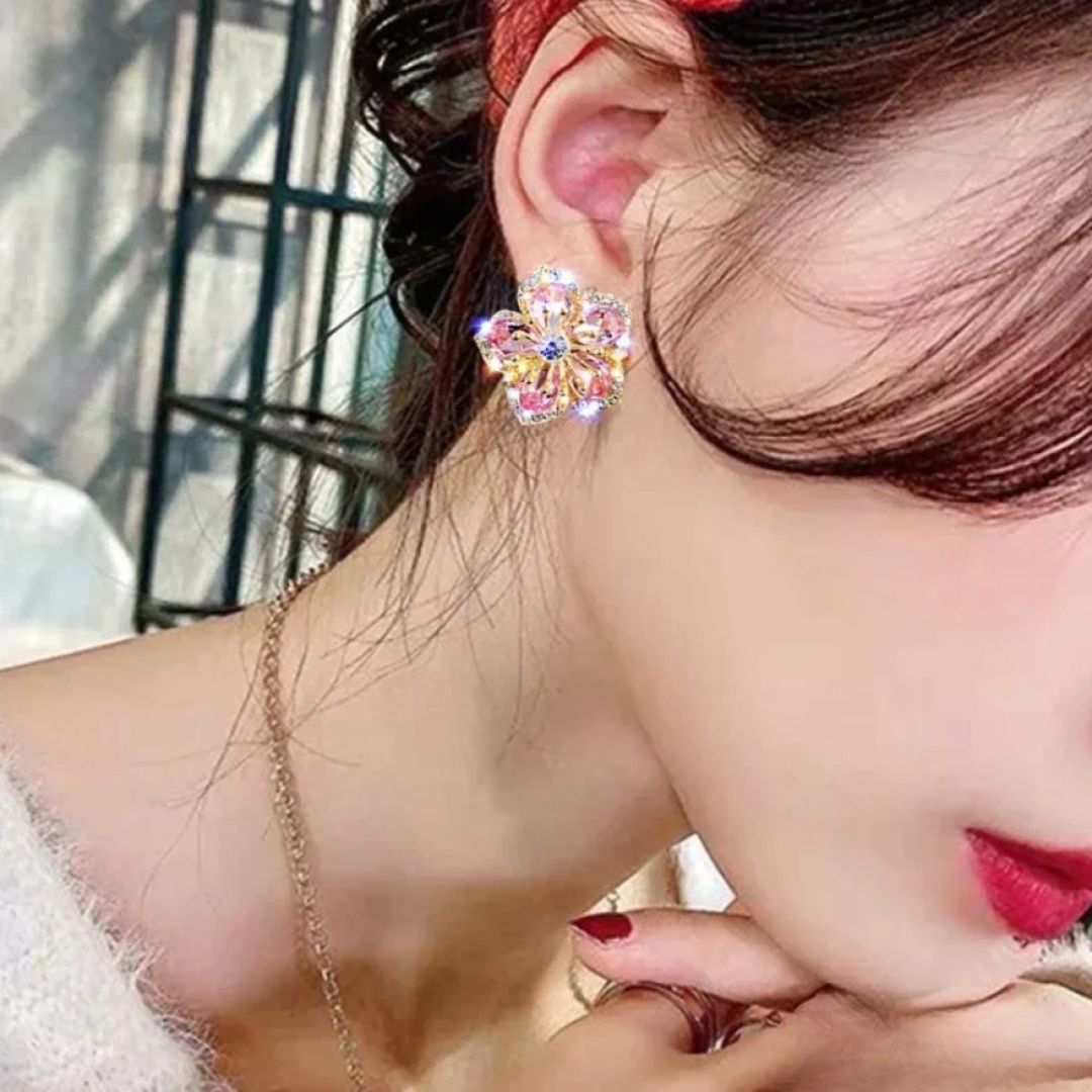 Boucles d'oreilles en zirconium multicolores en argent sterling