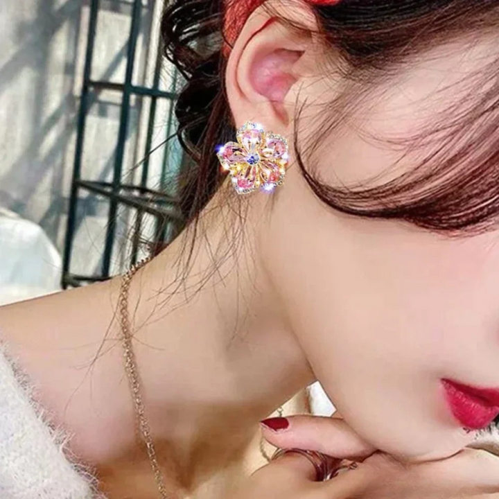 Boucles d'oreilles en zirconium multicolores en argent sterling