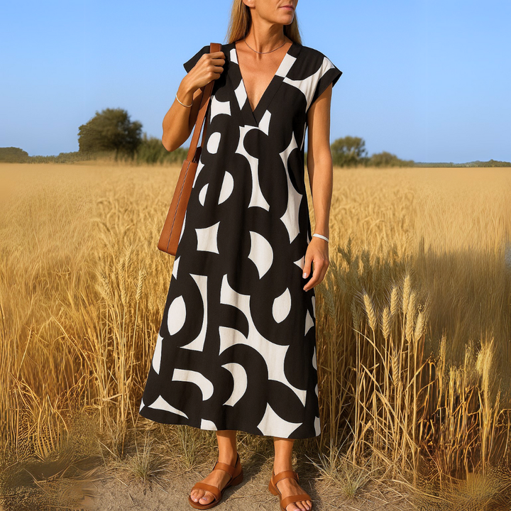 Morgane™ | Robe maxi avec impression artistique