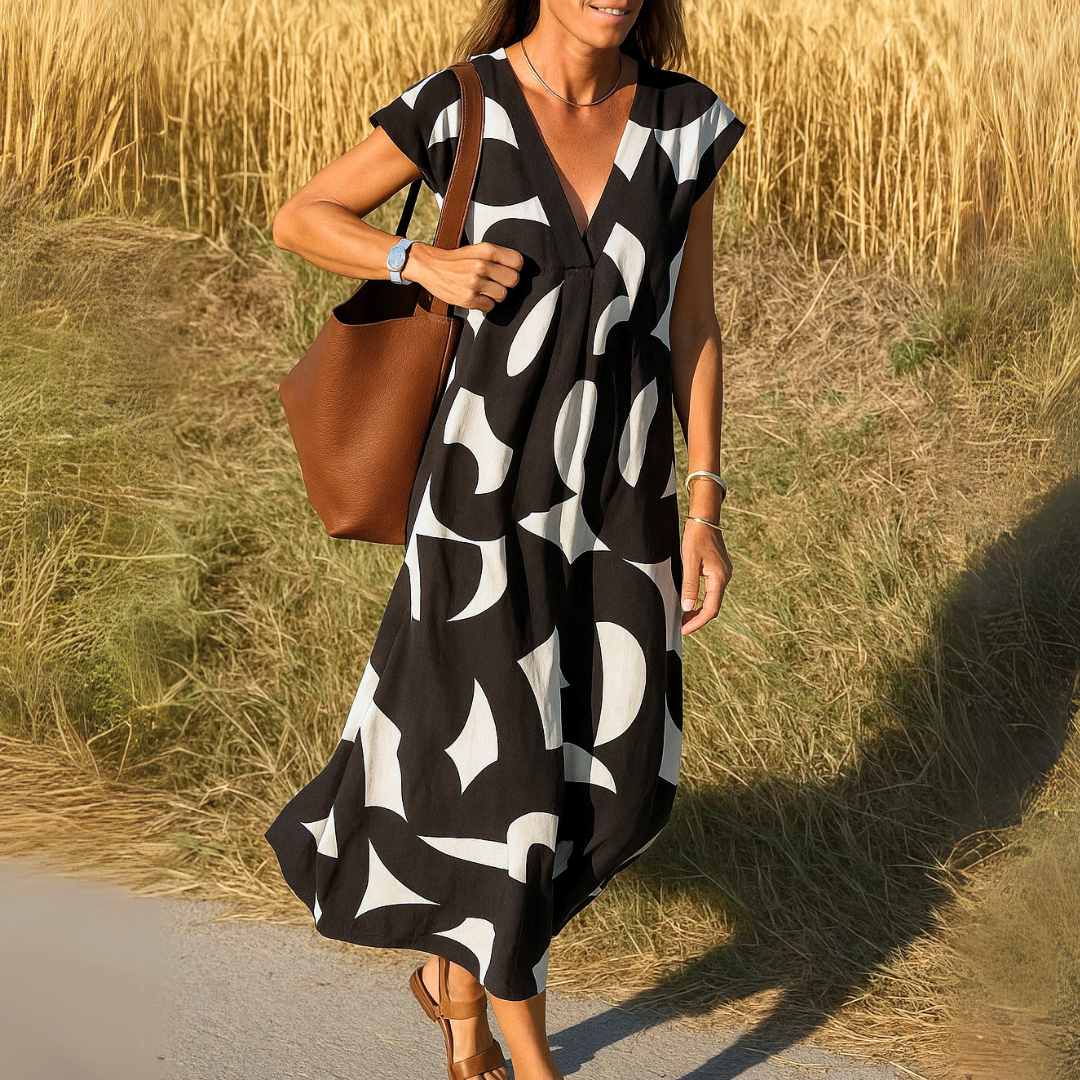 Morgane™ | Maxi dress with artistic print