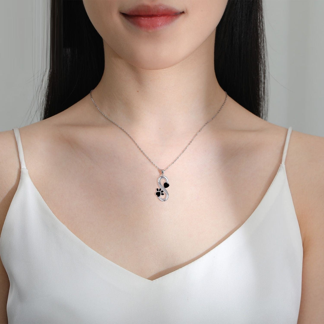 Collier Symbole Infini Coeurs Empreinte de Patte