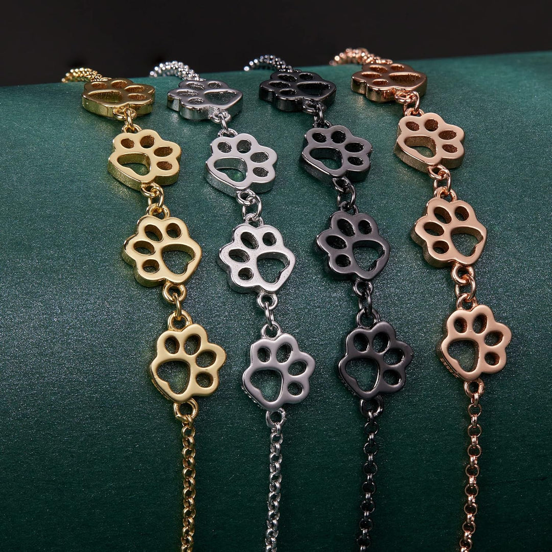 Bracelet en Argent Sterling avec Empreinte de Patte – Ajustement Réglable