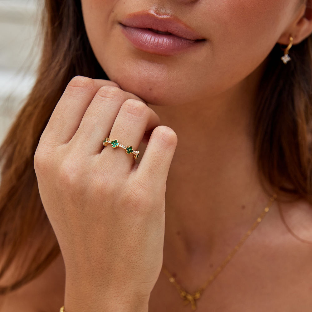 Chance - Bague en cristal trèfle