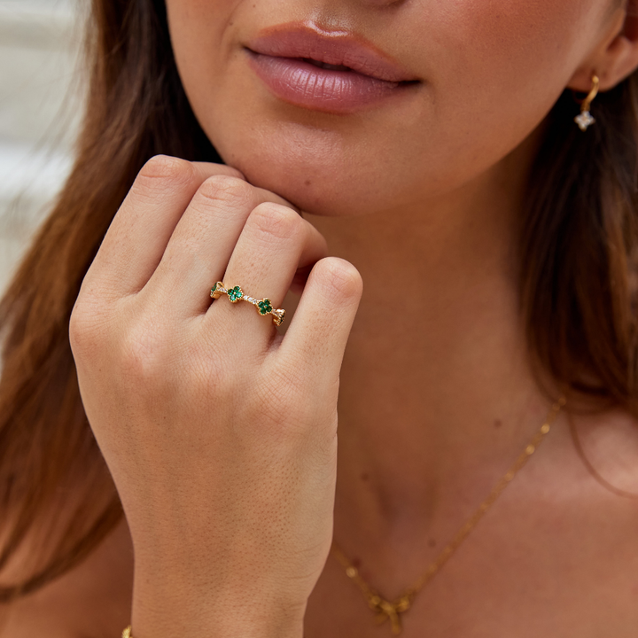 Chance - Bague en cristal trèfle