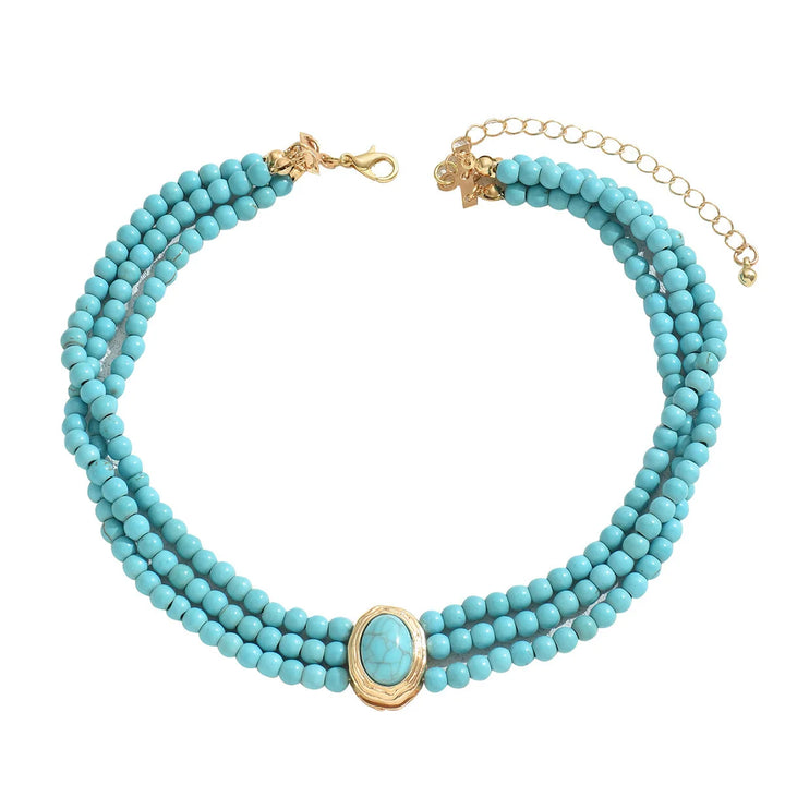 Collier en perles turquoise vintage élégant