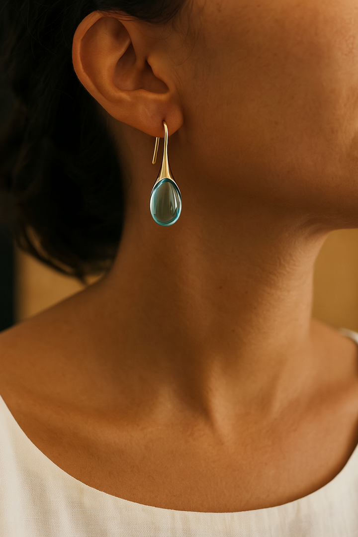 Boucles d'oreilles en cristal en or et en argent