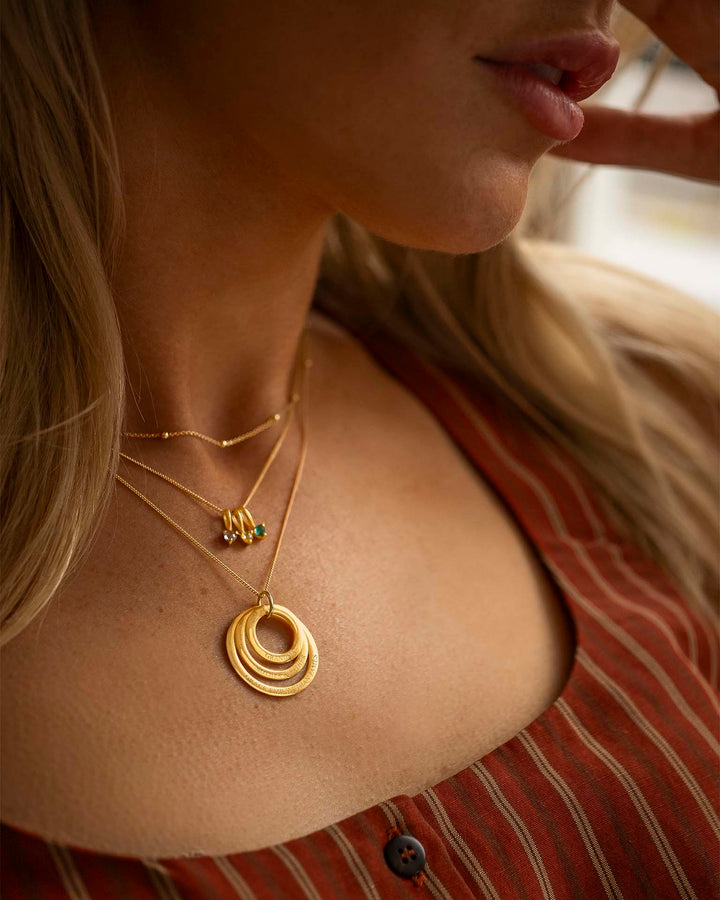 Pendentif Collier Personnalisé Triple Anneau Éternel en Or Rose