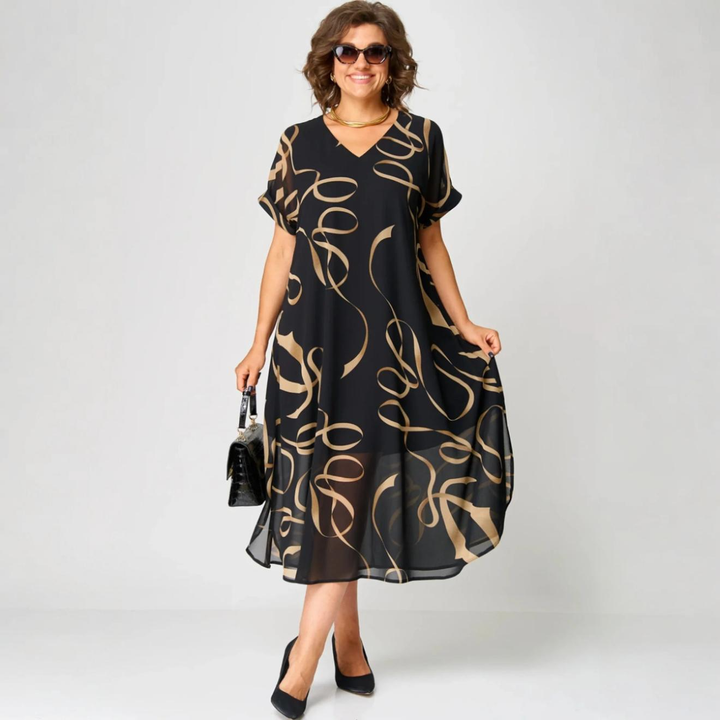 Morgane™ | Robe caftan tourbillon d'or