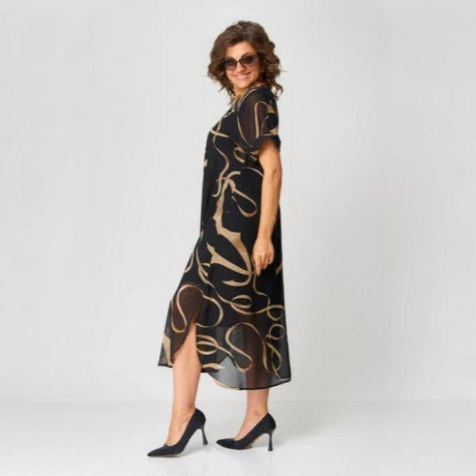 Clara | Gold Swirl Caftan Dress