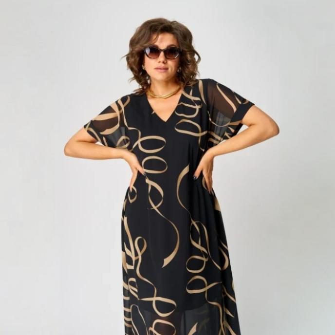 Clara | Gold Swirl Caftan Dress