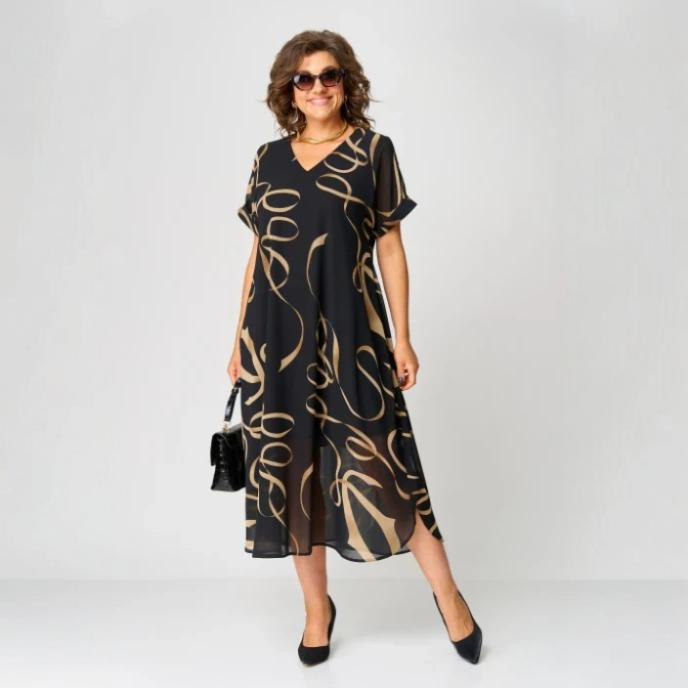 Clara | Gold Swirl Caftan Dress