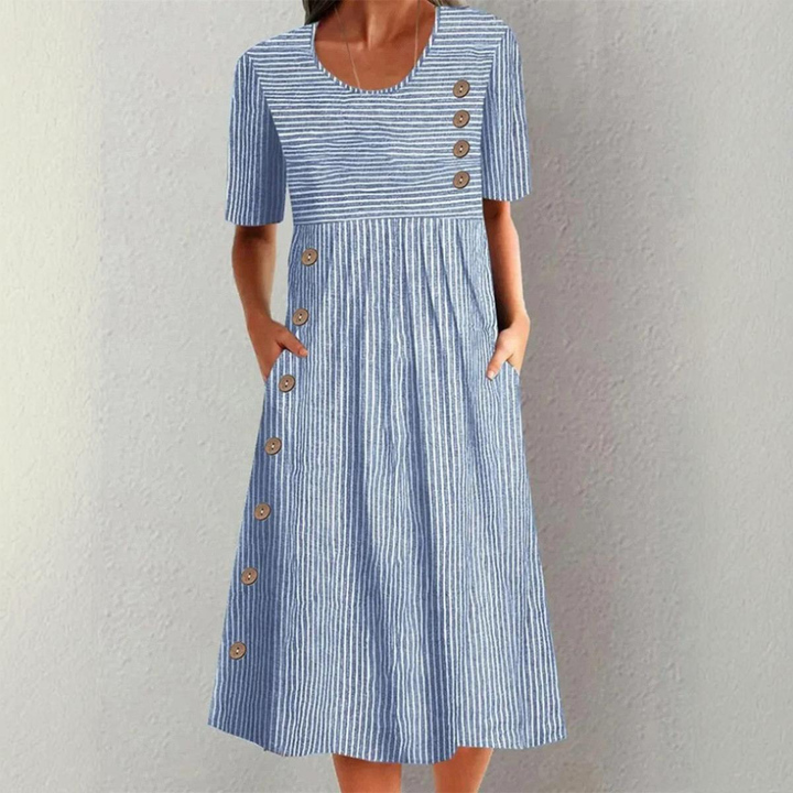 Morgane™ | Striped Cotton Midi Dress