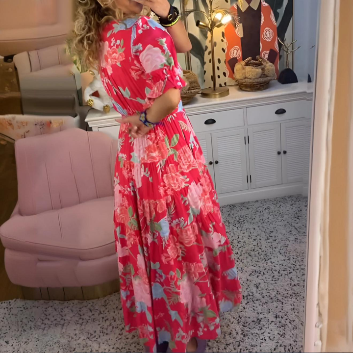 Morgane™ | Pocket V-neck Floral Print Dress