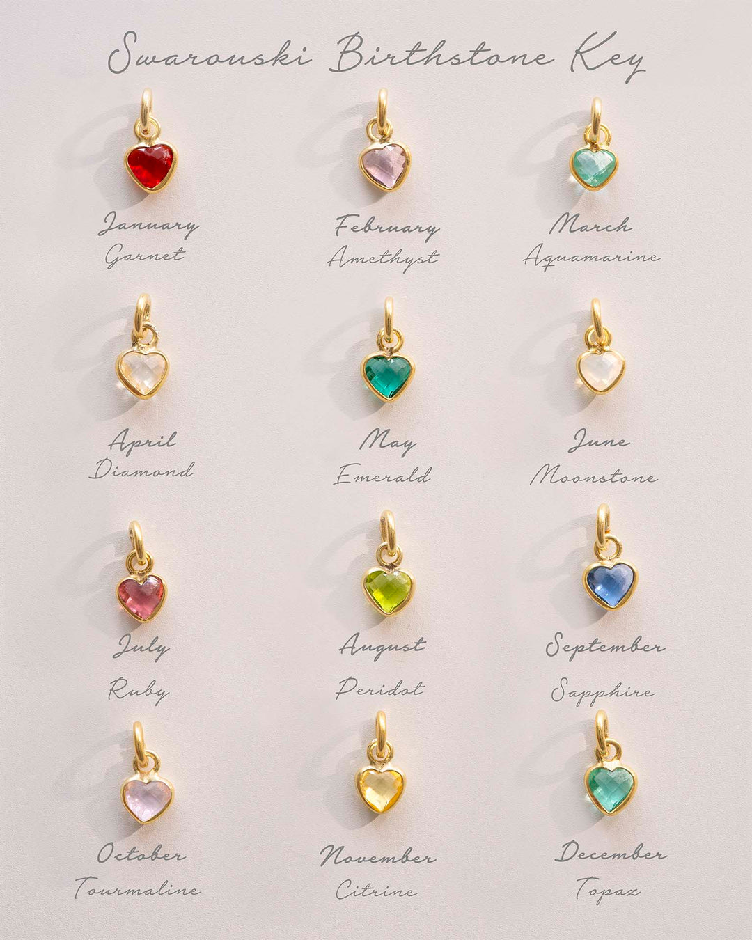 Bague Éternelle en Or de Famille avec Pendentif en Pierre de Naissance en Forme de Cœur Personnalisée