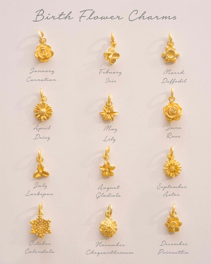 Collier Personnalisé en Or avec Fleurs de Naissance Familiales