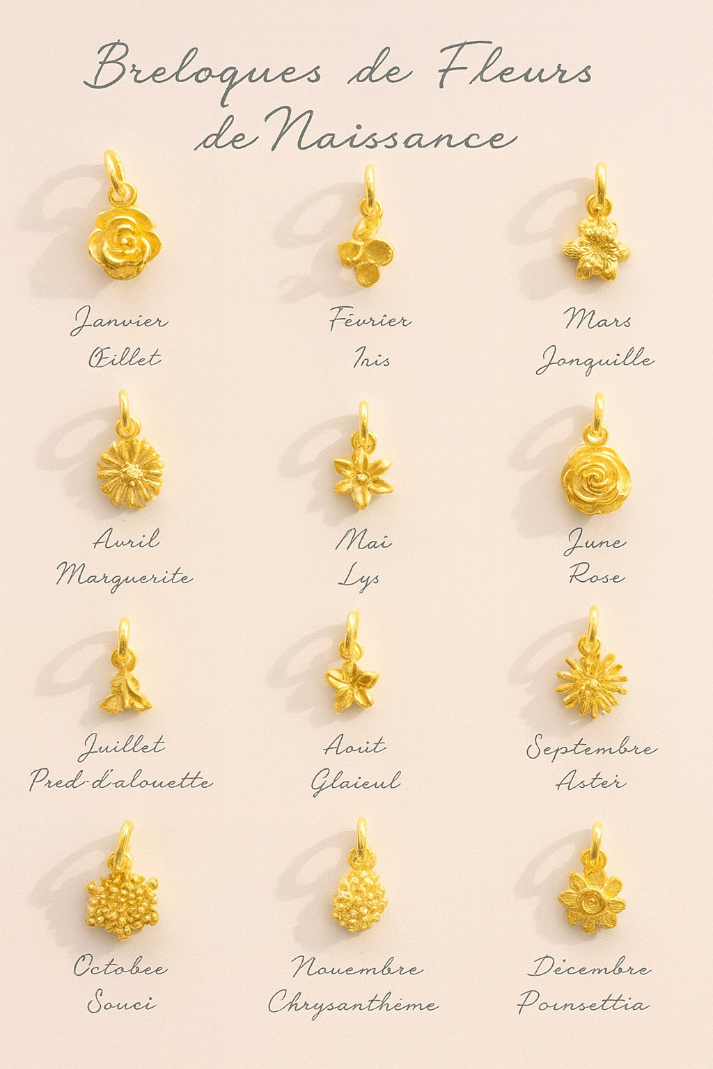 Collier Personnalisé Fleurs de Naissance en Argent