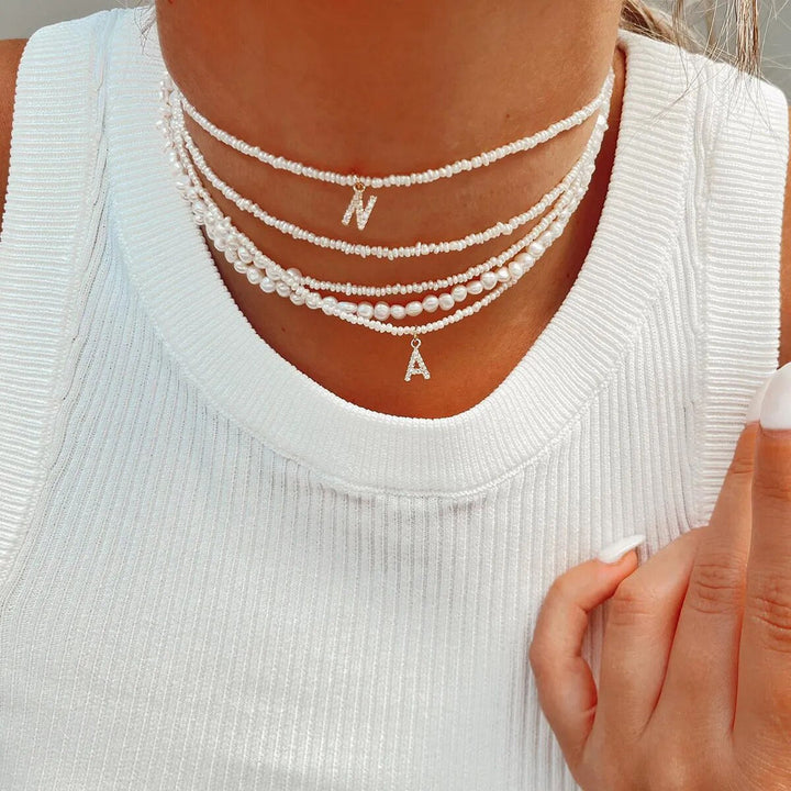 Collier Choker Initiale en Perle de Cristal Shelly®