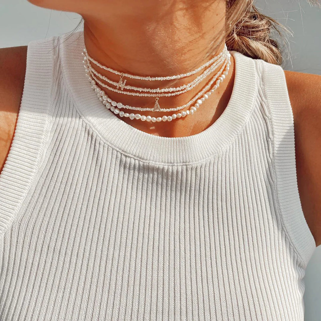 Collier Choker Initiale en Perle de Cristal Shelly®
