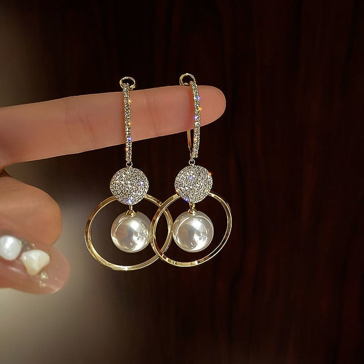 Boucles d'oreilles de luxe avec perles cultivées et zirconiums