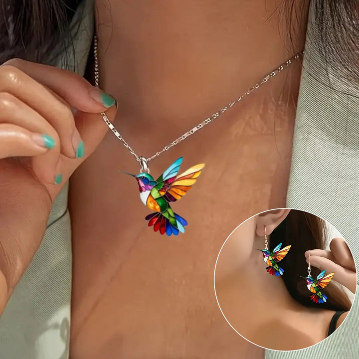 Magnifique collier Colibri avec boucles d'oreilles en bonus – Offre limitée