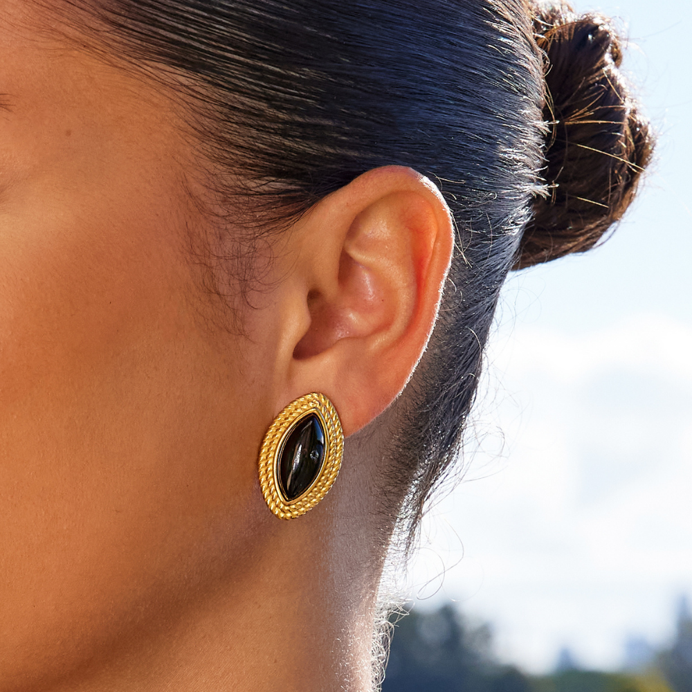 Boucles d'oreilles Madison Schwarz & Gold