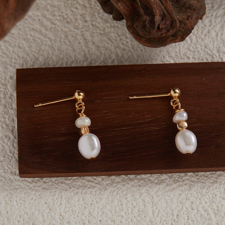 Boucles d'Oreilles Vintage en Argent avec Perles