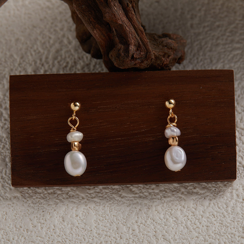Boucles d'Oreilles Vintage en Argent avec Perles