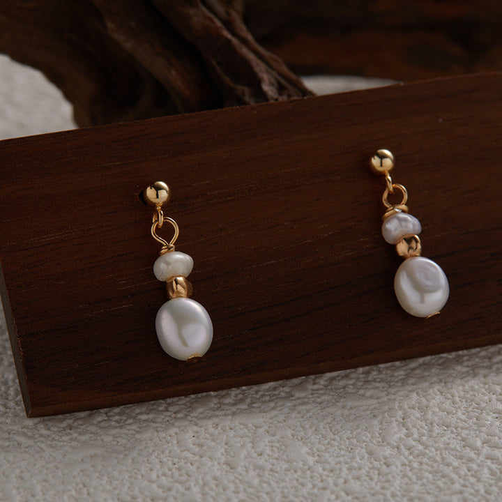 Boucles d'Oreilles Vintage en Argent avec Perles