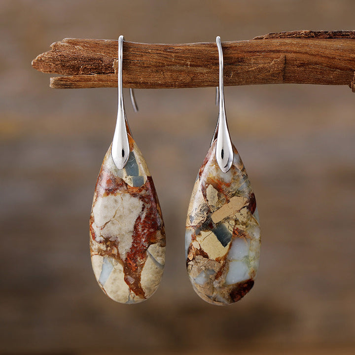 Boucles d'oreilles vintage en pierre ovale naturelle