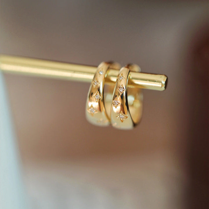 Boucles d'Oreilles en Argent Luxe et Plaqué Or