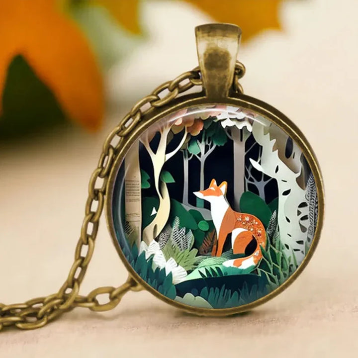 Collier Pendentif en Verre Animal Esprit de la Forêt