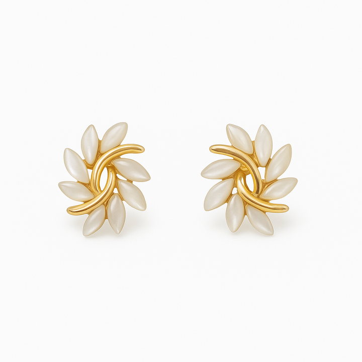 Boucles d'Oreilles Luxe en Opale Blanche dans l'Or
