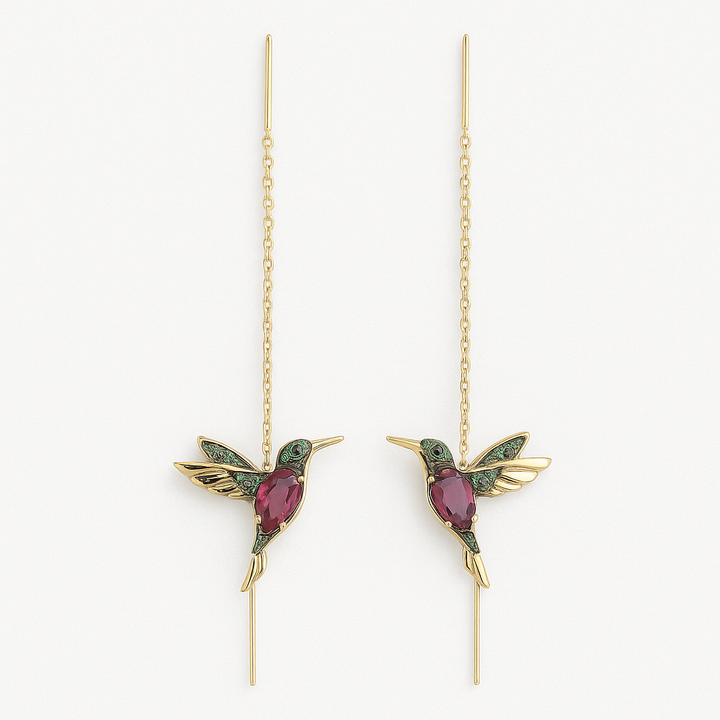 Boucles d'oreilles colibri en zirconia