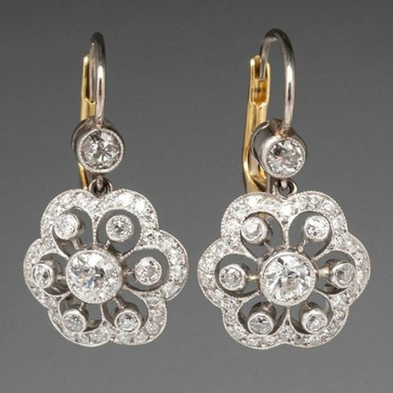 Boucles d'oreilles mandala vintage avec cristal