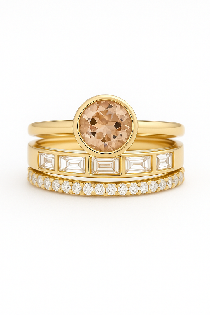 Bague en Cristal Doré Élégante