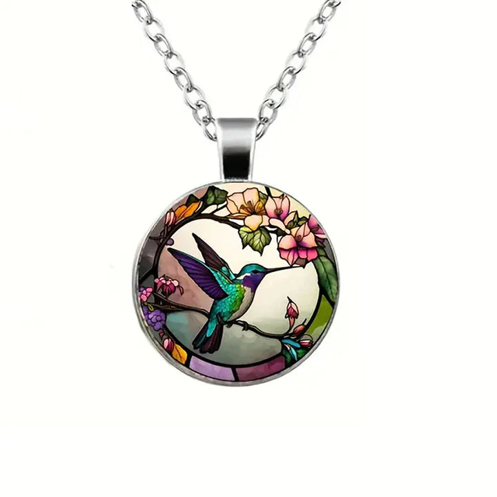 Collier Pendentif en Verre de Colibri