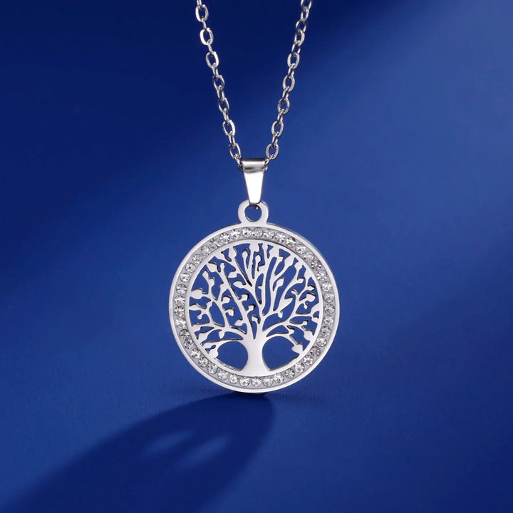 Pendentif Rond Arbre de Vie Brillant