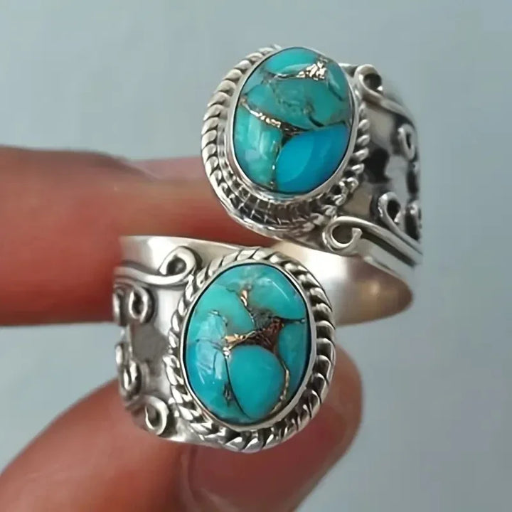 Bague en Croix Vintage Élegante en Turquoise