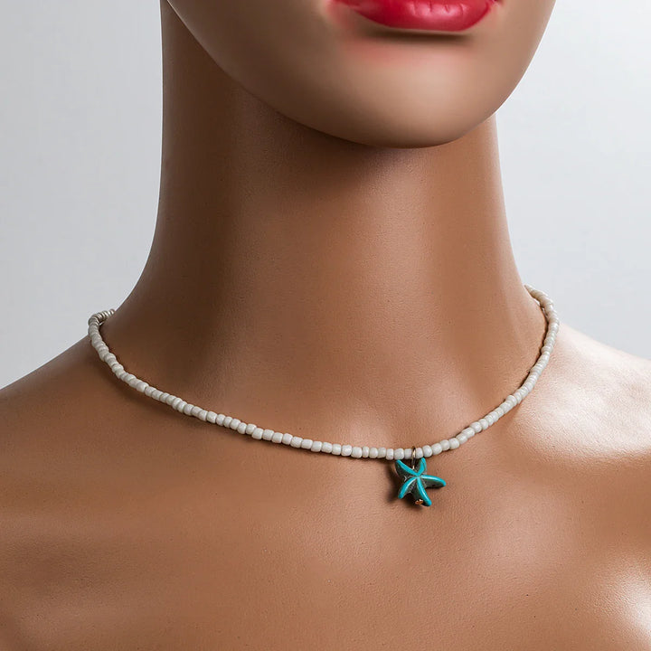 Collier Étoile de Mer Turquoise Chic Bohémien