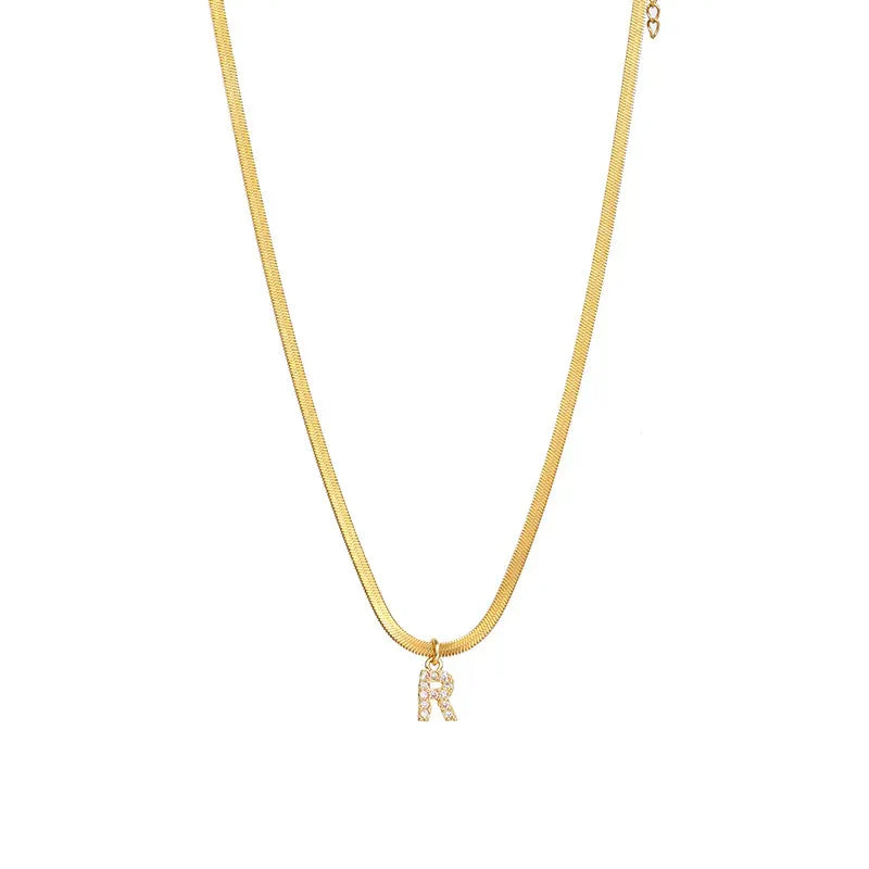 Collier Herringbone Initiale en Diamant Melly®