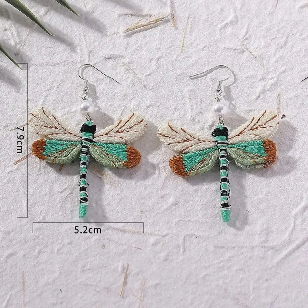Boucles d'oreilles Libellule Brodées Bohémiens