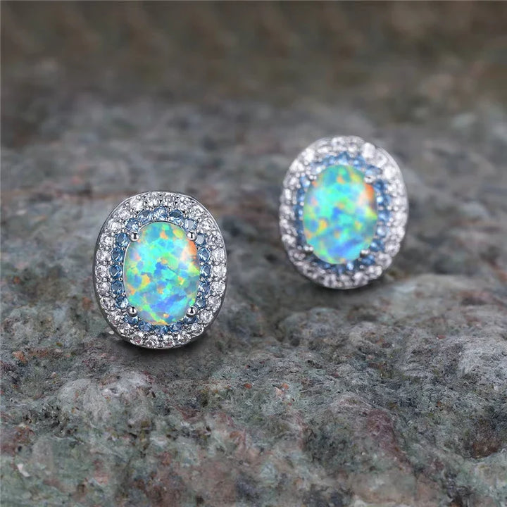 Boucles d'oreilles à clou rond en pierre turquoise antique