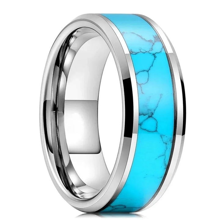 Bague en Acier Inoxydable Sophistiquée avec Turquoise