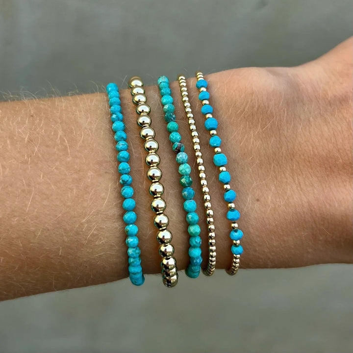 Bracelet en perles de turquoise en or 18K chic