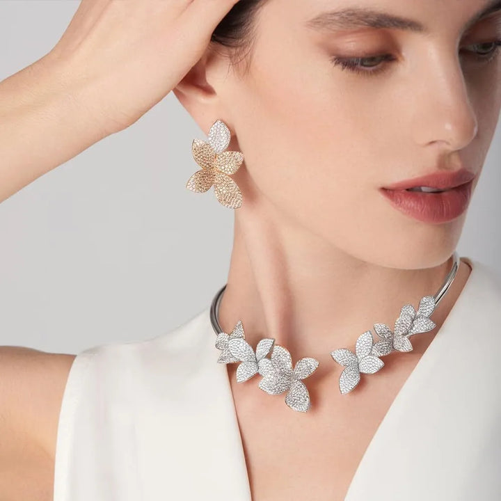 Collier en Cristal de Fleurs Élégant