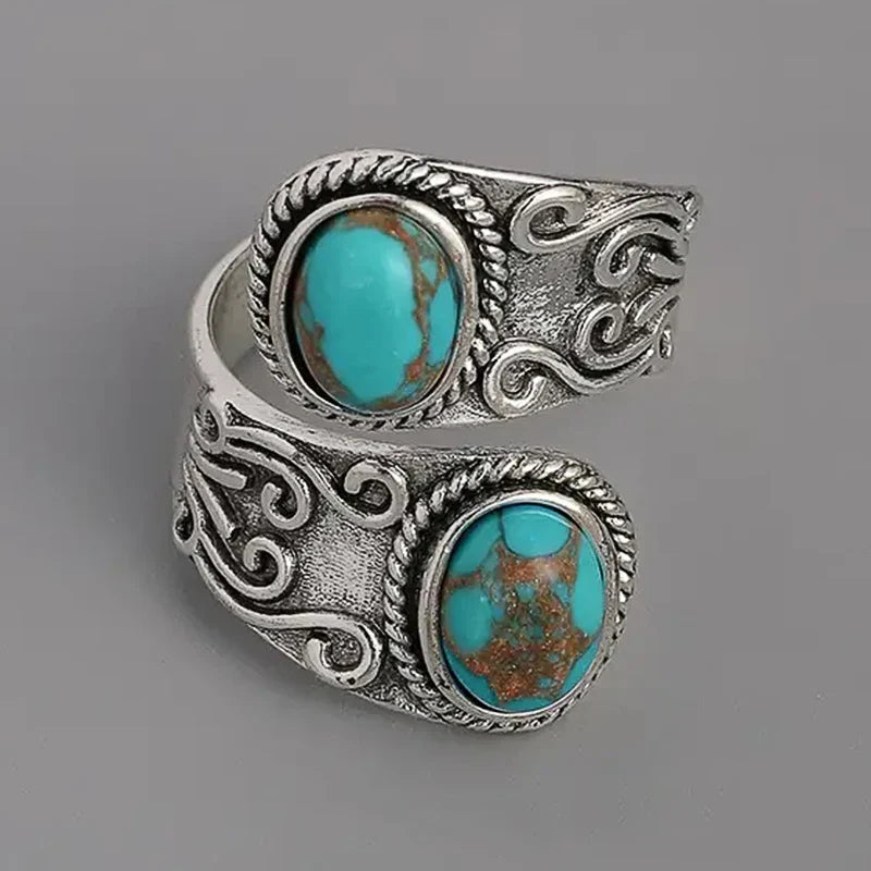 Bague en Croix Vintage Élegante en Turquoise