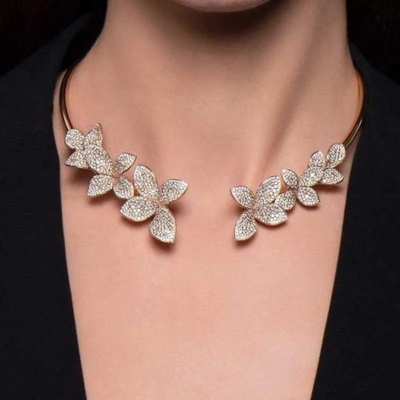 Collier en Cristal de Fleurs Élégant