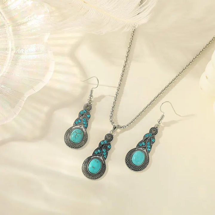 Ensemble de bijoux en pierres turquoise vintage